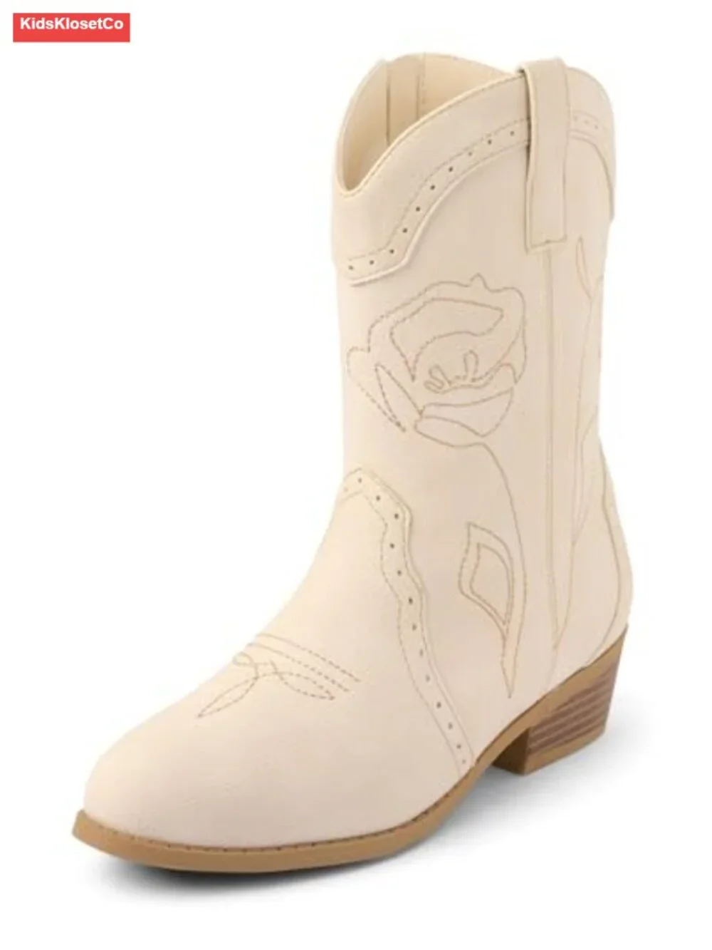 Faux Leather Western Cowgirl Boot with Embroidered Florals